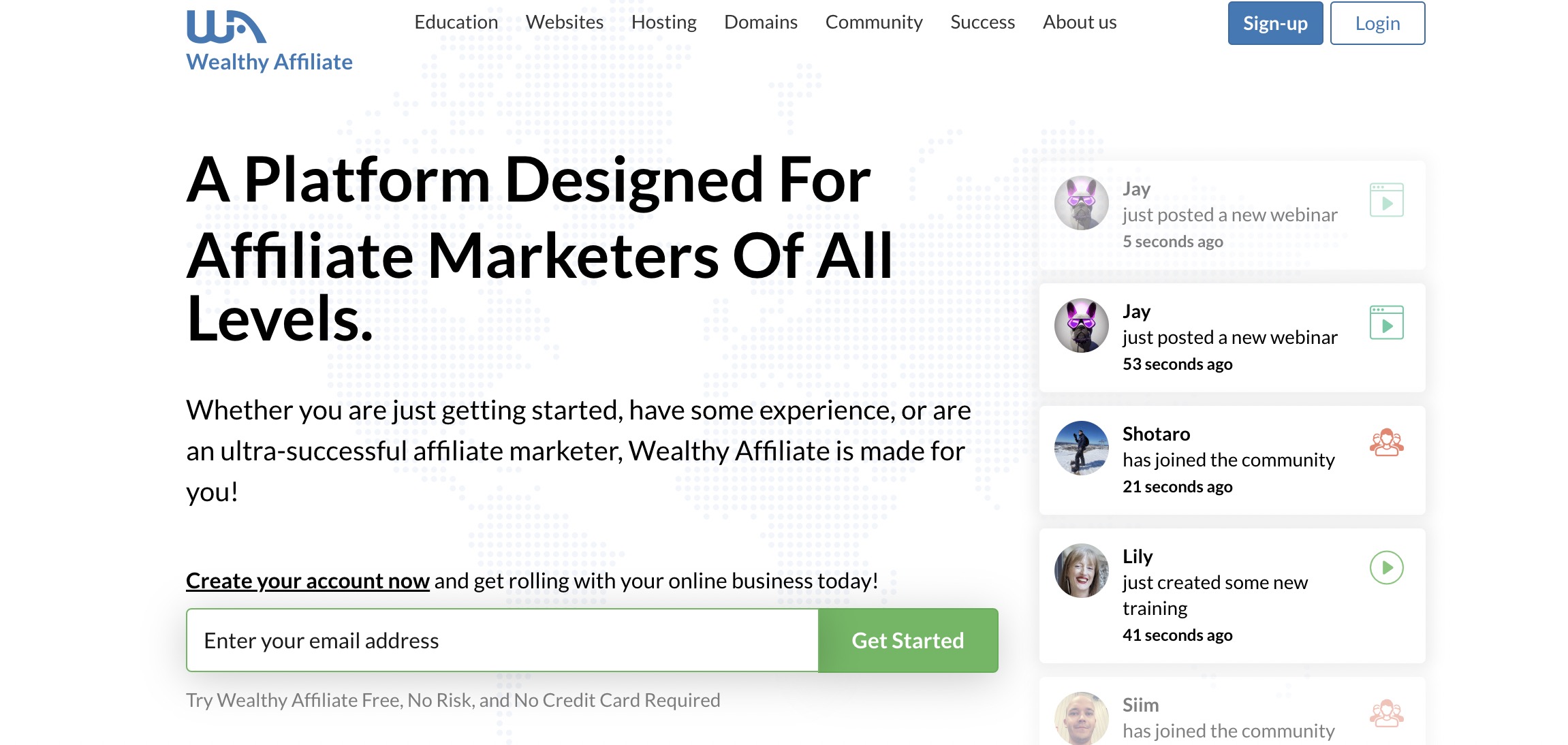 Wealthy Affiliate Homepage